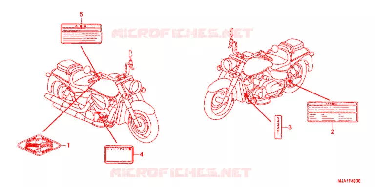 WAARSCHUWINGSLABEL (VT750CA/CS/C2B) Honda MOTO 750 SHADOW 2014  VT750CAC