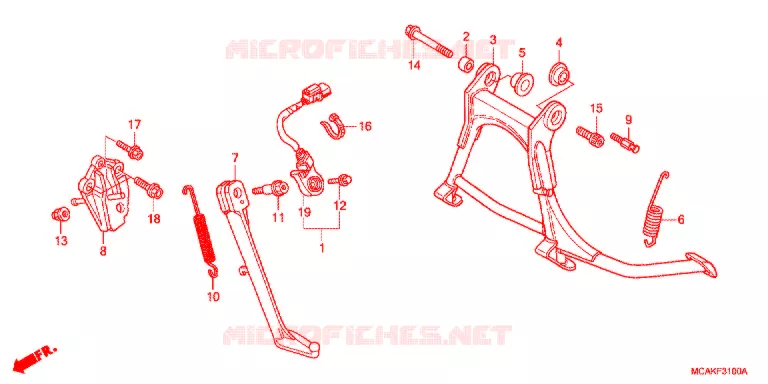 HOOFD STANDAARD/REMPEDAAL Honda MOTO 1800 GOLD-WING 2013  GL1800D