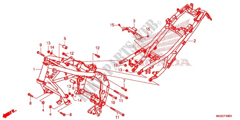 FRAME CHASSIS voor Honda CB 500 F ABS 2015