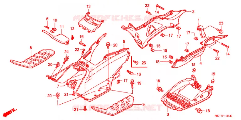VLOERPANEEL/MIDDEN AFDEKKING Honda SCOOTER 400 SILVERWING 2003  FJS400A3
