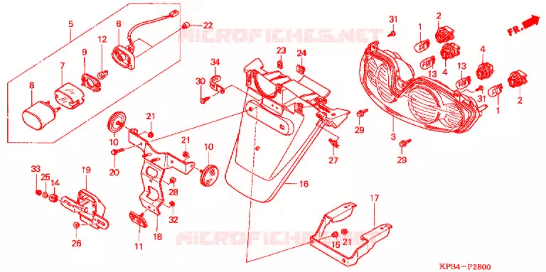 ACHTERLICHT/ACHTER STROOMLIJNKAP Honda SCOOTER 250 REFLEX 2003  NSS2503_A