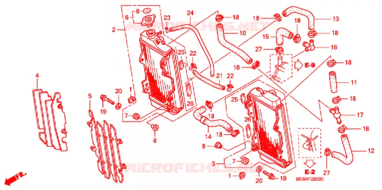 RADIATEUR  (CRF450R'02-'04) Honda MOTO 450 CRF 2002  CRF450R2