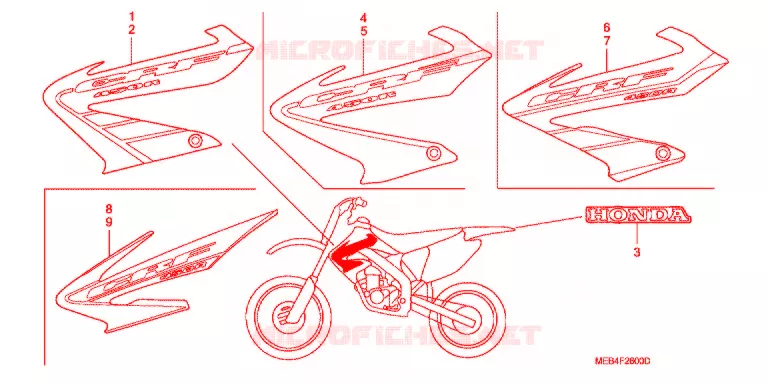 EMBLEEM/STREEP (CRF450R'02-'05) Honda MOTO 450 CRF 2005  CRF450R5