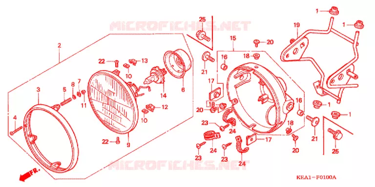KOPLAMP (CB250FT/V/X/Y/1/3) Honda MOTO 250 HORNET 2000  CB250FY