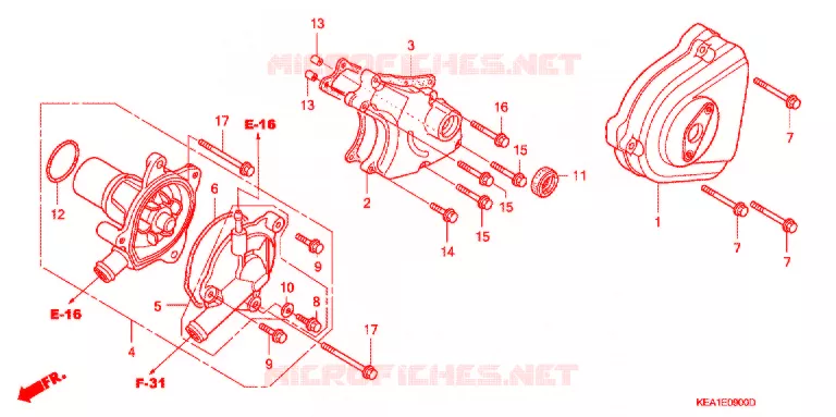 LINKS ACHTER AFDEKKING/ WATERPOMP Honda MOTO 250 HORNET 2000  CB250FY
