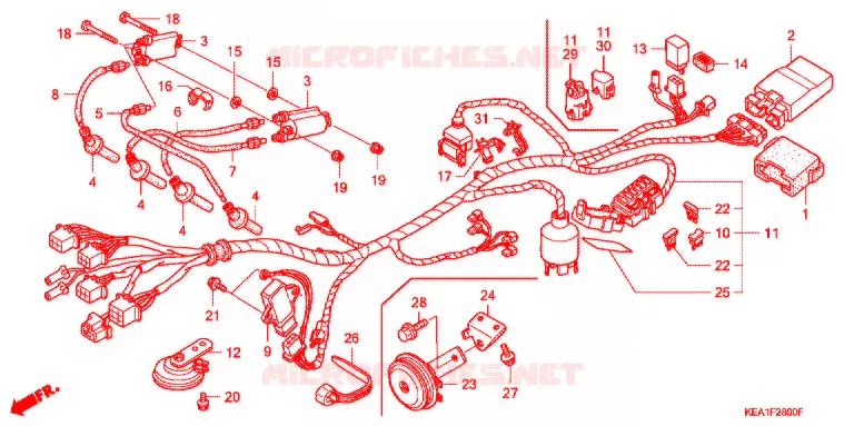 BEDRADINGSBUNDEL/ ONTSTEKINGSSPOEL/ACCU Honda MOTO 250 HORNET 2004  CB250F3
