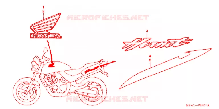 EMBLEEM/STREEP (CB250F3/6/7) Honda MOTO 250 HORNET 2004  CB250F3