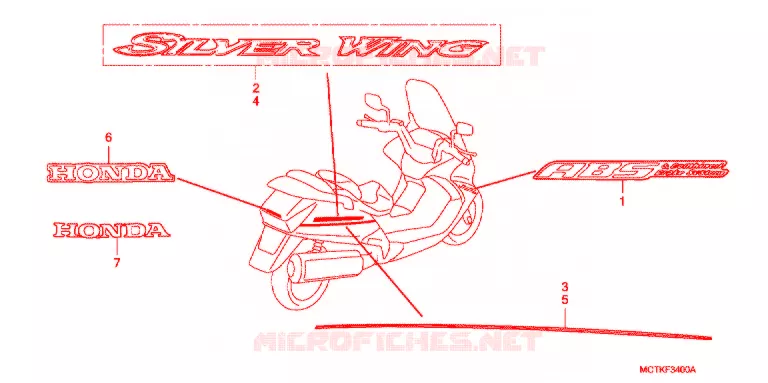 EMBLEEM/STREEP (FJS400A/D/FJS600A/D5-8) Honda SCOOTER 400 SILVERWING 2006  FJS400D5
