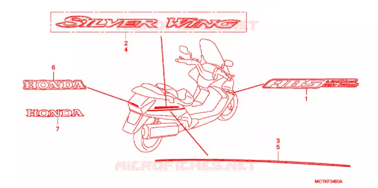 EMBLEEM/STREEP (FJS400A/D/FJS600A/D5-8) Honda SCOOTER 600 SILVERWING 2005  FJS600D5