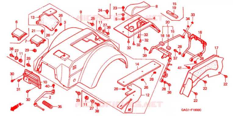ACHTERSPATBORD  (TC50M/P/V) Honda SCOOTER 50 GYRO 1992  TC50M