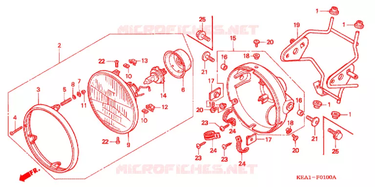 KOPLAMP (CB250FT/V/X/Y/1/3) Honda MOTO 250 HORNET 2002  CB250F1