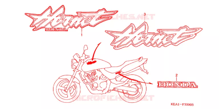 EMBLEEM/STREEP (CB250FT/V/X/Y/1) Honda MOTO 250 HORNET 1996  CB250FT