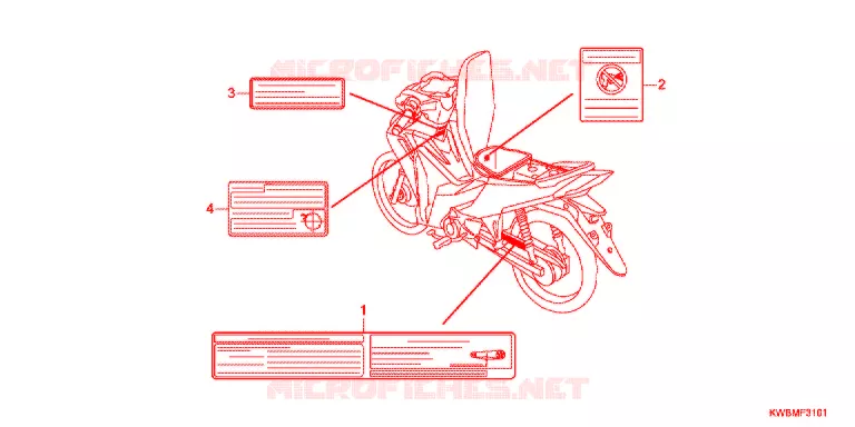 WAARSCHUWINGSLABEL (2) Honda MOTO 110 WAVE 2016  AFP110CRFG