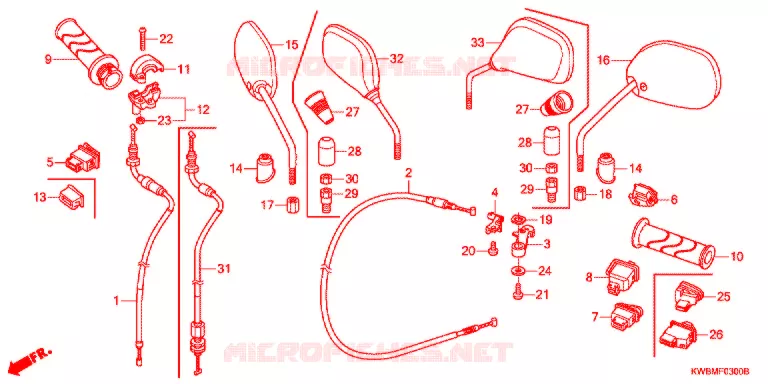 HENDEL HEFBOOM/SCHAKELAAR/KABEL/SPIEGEL Honda MOTO 110 WAVE 2016  AFP110CSFG