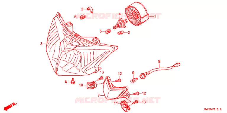 KOPLAMP (2) Honda MOTO 110 WAVE 2014  AFP110MCRE
