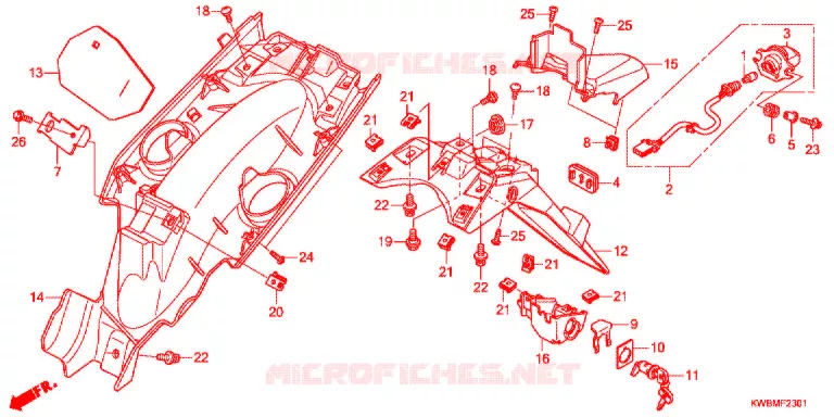 ACHTERSPATBORD  (AFP110MCSE/AFP110MCRE) Honda MOTO 110 WAVE 2014  AFP110MCRE