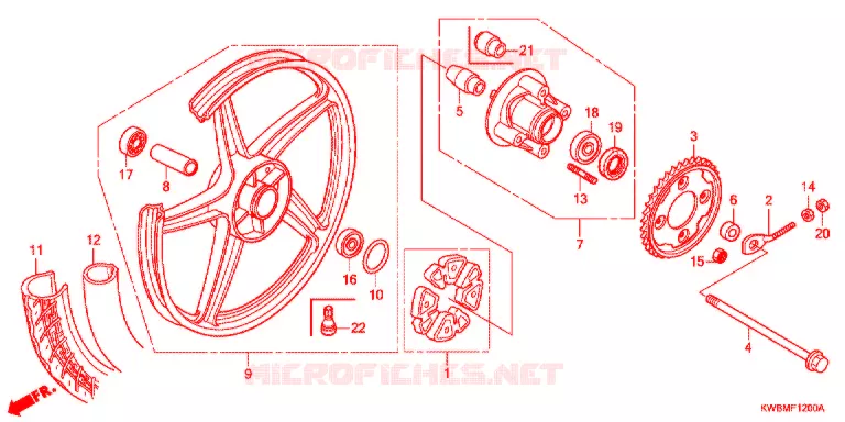 ACHTER WIEL (AFP110MCS/AFP110KCS/AFP110CSF) Honda MOTO 110 WAVE 2012  AFP110MCSB