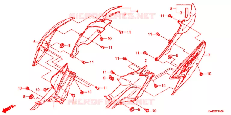 KONTPANEEL MIDDEN (AFP110MCSB/C/D/AFP110KCSB) Honda MOTO 110 WAVE 2011  AFP110MCSB