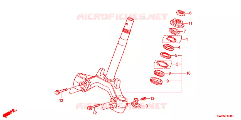 STURING STANG/BOVENSTE BRUG Honda MOTO 110 WAVE 2011  AFP110MCSB