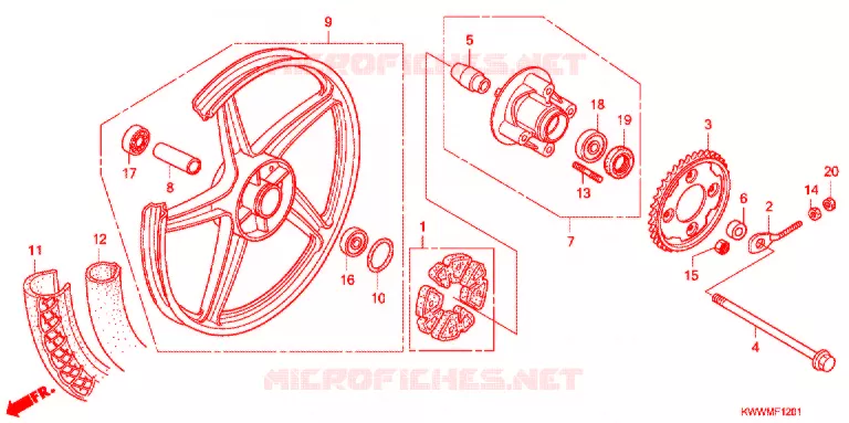 ACHTER WIEL (AFX110CS/MCS) Honda MOTO 110 WAVE 2011  AFX110CSA