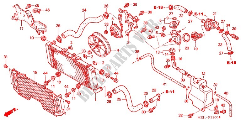 RADIATOR (CB1300/F/F1/S) voor Honda CB 1300 SUPER FOUR 2003
