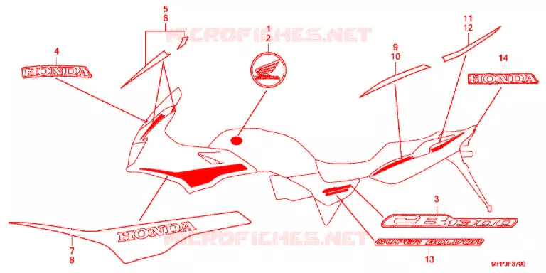 EMBLEEM/STREEP (6J,7J) Honda MOTO 1300 CB 2015  CB1300SADE