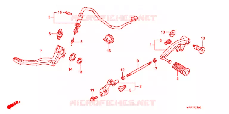 HOOFD STANDAARD/REMPEDAAL Honda MOTO 1300 CB 2009  CB13009_2J