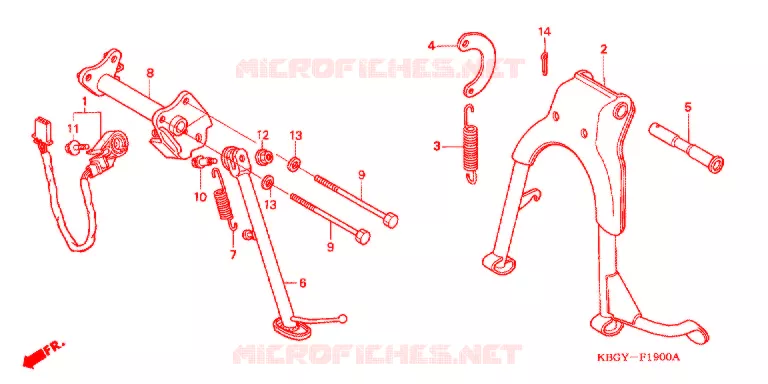 HOOFD STANDAARD/REMPEDAAL Honda MOTO 250 CB 2001  CB2501