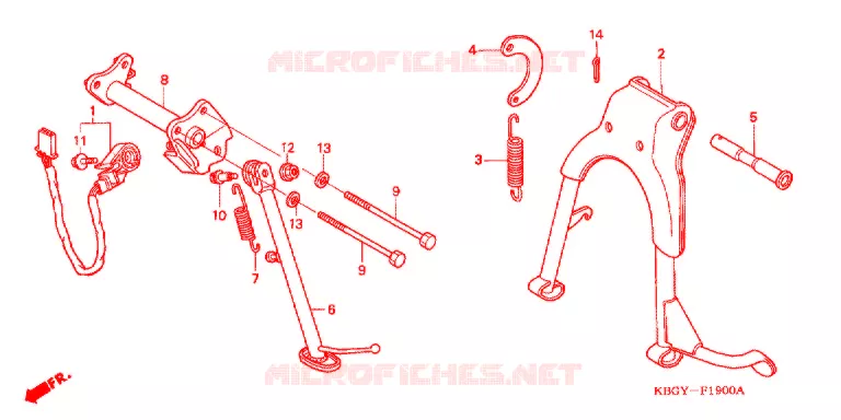 HOOFD STANDAARD/REMPEDAAL Honda MOTO 250 CB 2004  CB2504
