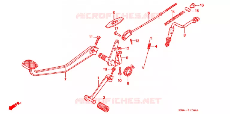 HOOFD STANDAARD/REMPEDAAL Honda MOTO 250 CB 1993  CB250P_A