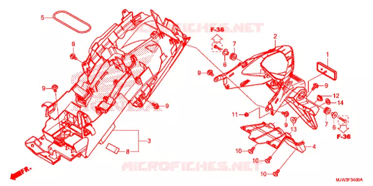 ACHTER STROOMLIJNKAP Honda MOTO 400 CB 2016  CB400XG
