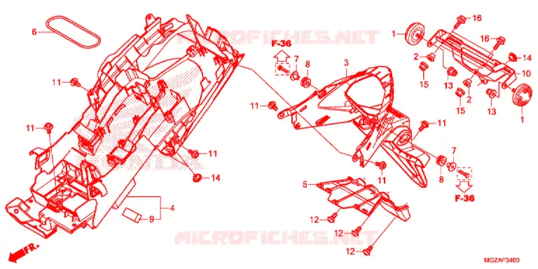 ACHTER STROOMLIJNKAP Honda MOTO 500 CB 2013  CB500FAD
