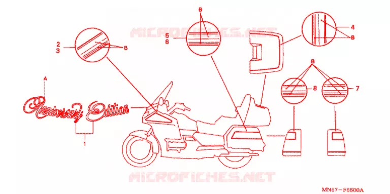 STICKERS (GL1500SEL/SEM/AM/IM) Honda MOTO 1500 GOLD-WING 1991  GL1500AM