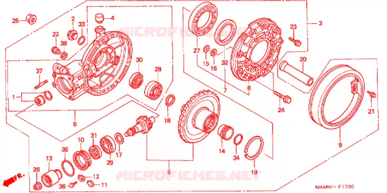 LAATSTE VERSNELLING/ ACHTER AS SPIL Honda MOTO 1500 GOLD-WING 2000  GL1500AY