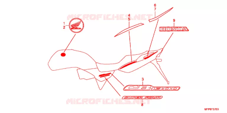 EMBLEEM/STREEP (6J,7J) Honda MOTO 1300 CB 2016  CB1300AG