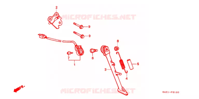 HOOFD STANDAARD/REMPEDAAL Honda MOTO 250 CBR 1991  CBR250RRL_II