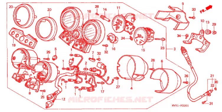COMBINATIEMETER (F2R/F2S/F2T/F2V) (F3T/F3V) Honda MOTO 400 CB 1994  CB400F2R