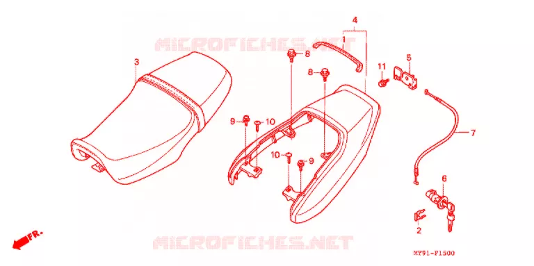 ZITTING - KAP ACHTER (F2N/F2R/F2S/F2T/F3S/F3T) Honda MOTO 400 CB 1994  CB400F2R