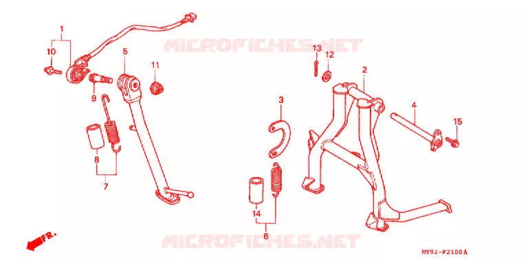 HOOFD STANDAARD/REMPEDAAL Honda MOTO 400 CB 1995  CB400F2S
