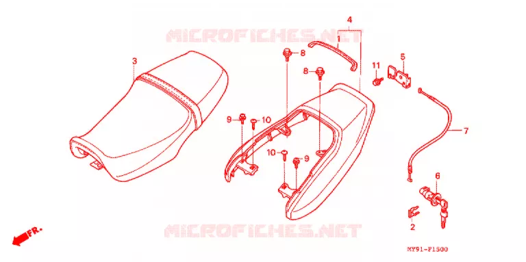 ZITTING - KAP ACHTER (F2N/F2R/F2S/F2T/F3S/F3T) Honda MOTO 400 CB 1995  CB400F2S