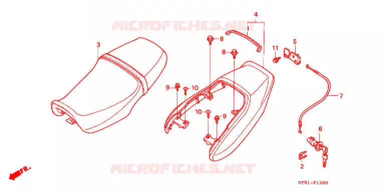 ZITTING - KAP ACHTER (F2N/F2R/F2S/F2T/F3S/F3T) Honda MOTO 400 CB 1996  CB400F2T