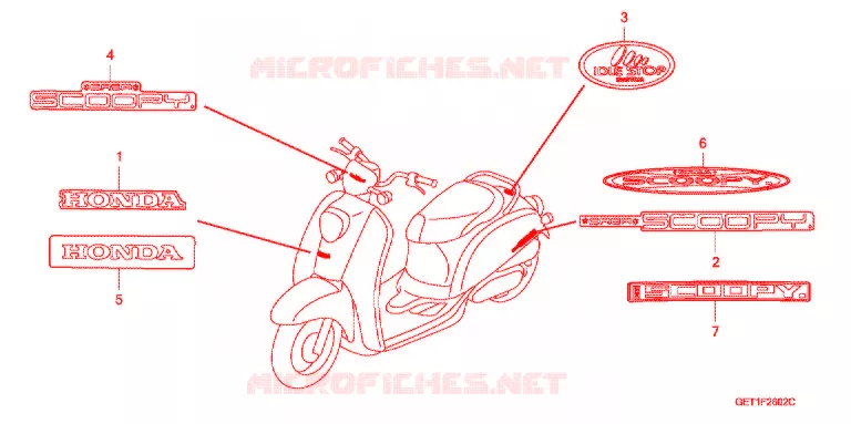 EMBLEEM/STREEP (3) Honda SCOOTER 50 SCOOPY 2005  CHF505