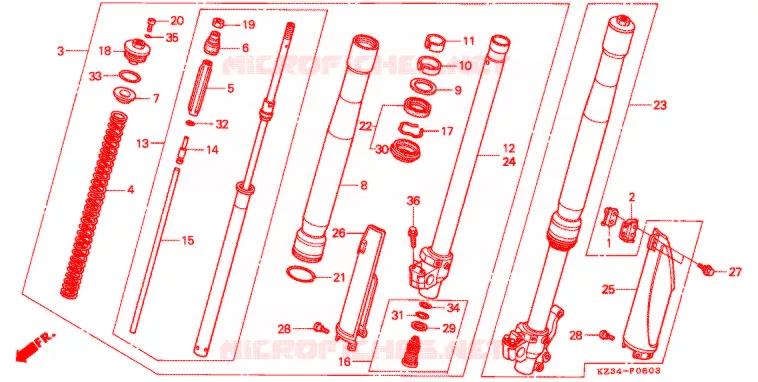 VOOR VORK ('95,'96) Honda MOTO 250 CR 1995  CR250RS