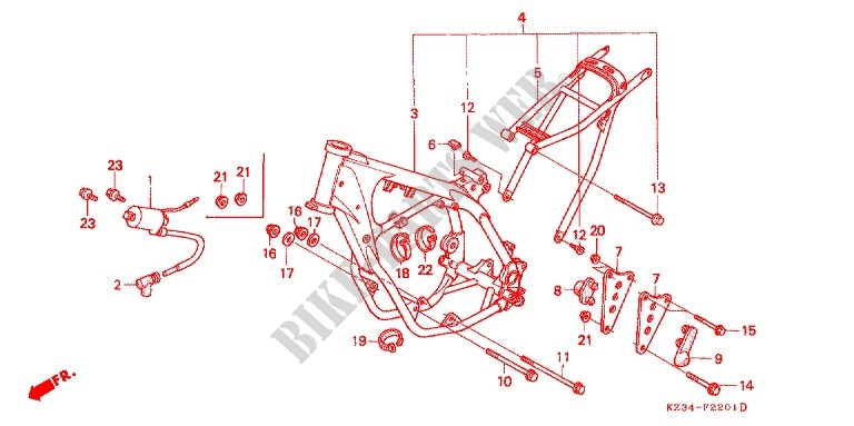 FRAME CHASSIS ('92 '96) voor Honda CR 250 R 1996