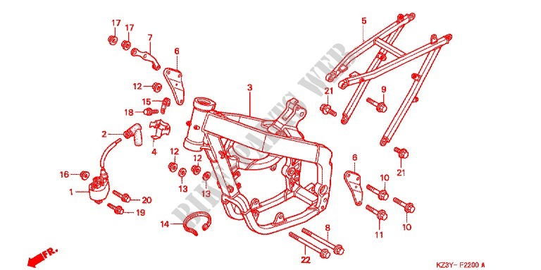 FRAME CHASSIS voor Honda CR 250 R 2000
