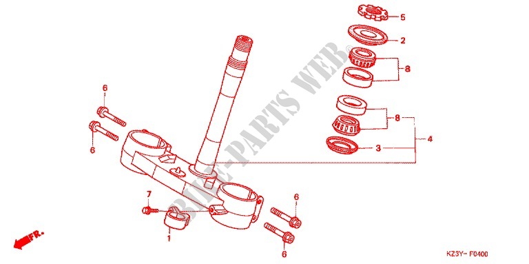 STURING STANG/BOVENSTE BRUG voor Honda CR 250 R 2000