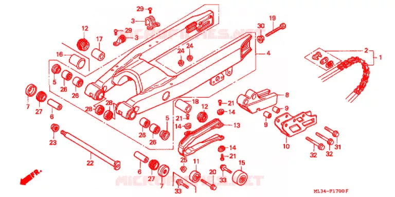ZWAAI-ARM/KETTINGKAST Honda MOTO 500 CR 1990  CR500RL