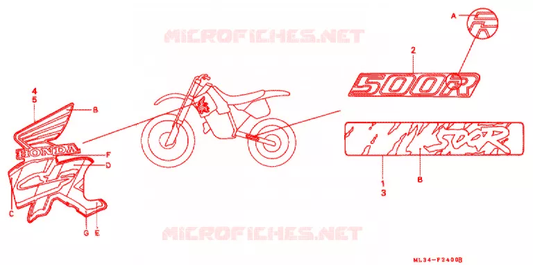 EMBLEEM/STREEP ('90,'91) Honda MOTO 500 CR 1991  CR500RM