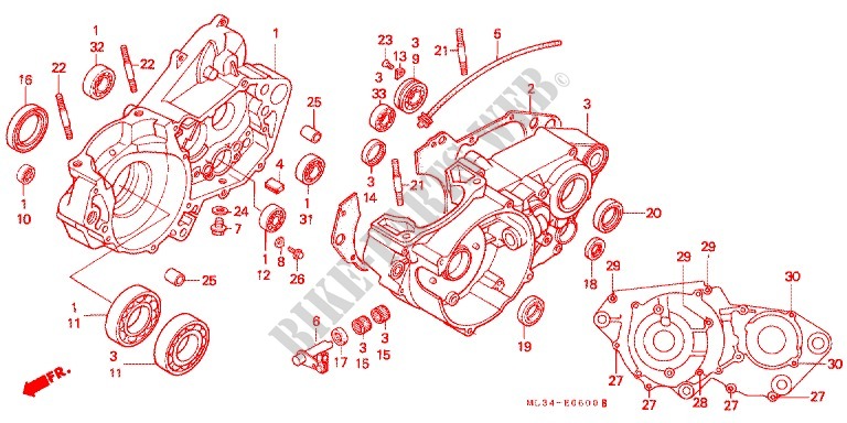 KRUKASCARTER/OLIEPOMP voor Honda CR 500 R 1991