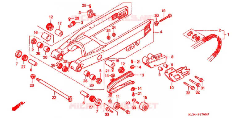 ZWAAI-ARM/KETTINGKAST Honda MOTO 500 CR 1991  CR500RM